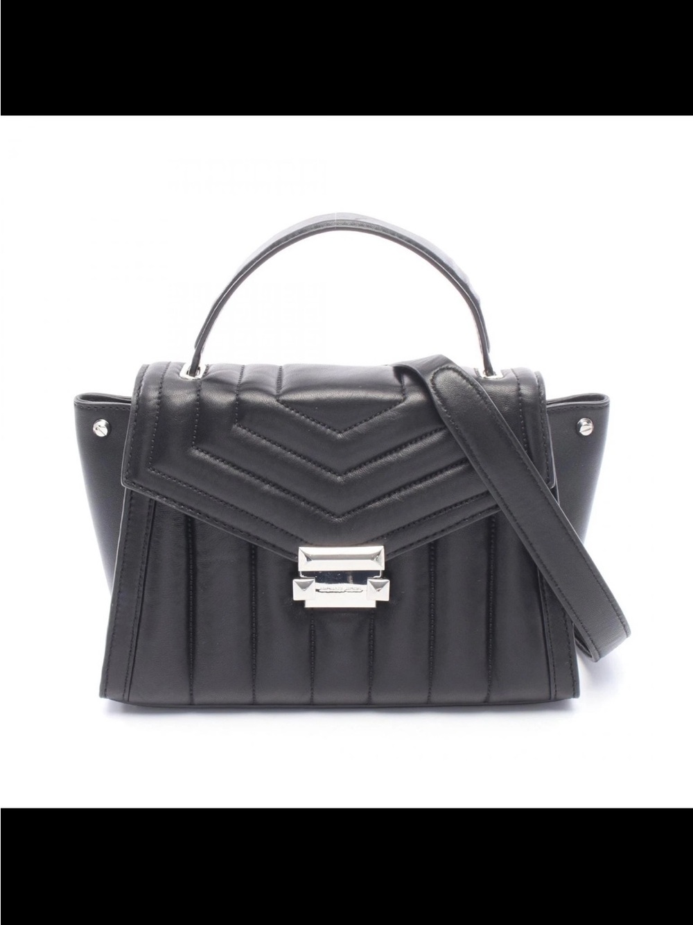 MICHAEL KORS Structured Quilted Top-Handle TWO WAY QUILTED BLACK GENUINE LEATHER